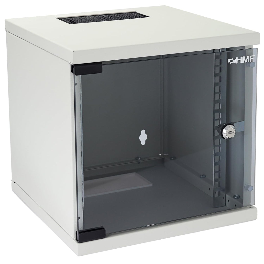 HMF 63406-07 Netzwerkschrank, Serverschrank 10 Zoll | 6 HE | 300 mm Tiefe | Voll montiert | Glastür