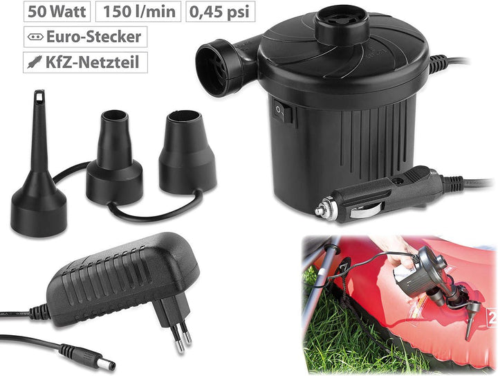 Lescars Autoluftmatratze: Selbstaufblasendes XXL-Autobett mit 12/230-V-Luftpumpe (Matratze, Auto Luf