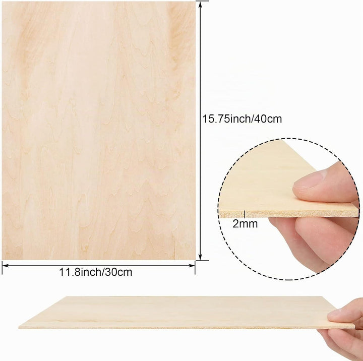 SENENQU 12 Stück Lindenholz 2 mm, Sperrholz 400 x 300 mm x 2 mm, Holzplatten zum Basteln für Laserpr