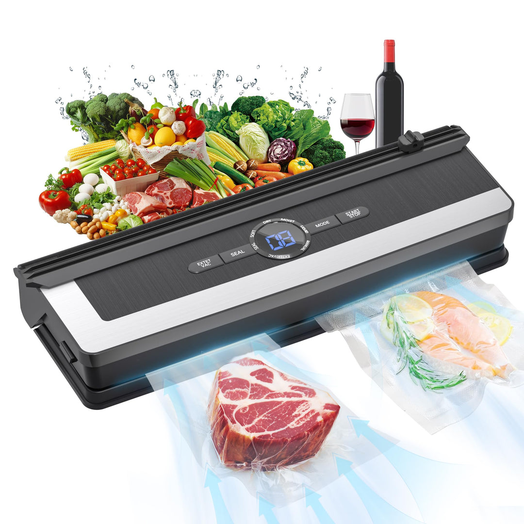 5-in-1 Vakuumiergerät mit Schneidefunktion | 85Kpa Vakuumierer für Fleisch, Gemüse & Kühlung | Mit D