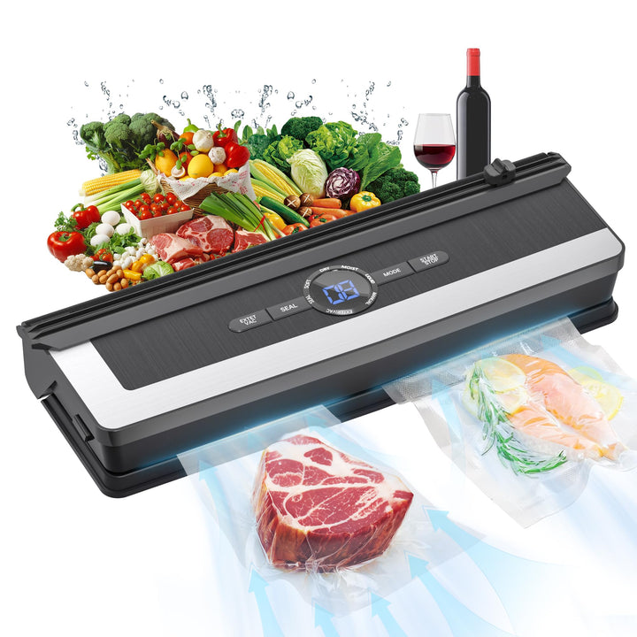 5-in-1 Vakuumiergerät mit Schneidefunktion | 85Kpa Vakuumierer für Fleisch, Gemüse & Kühlung | Mit D
