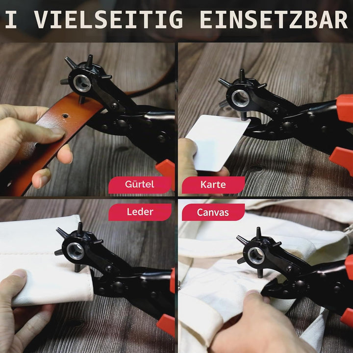 XOOL Lochzange für Leder, Gürtel Lochzange mit Hebelübersetzung, Ermüdungsfreies Arbeiten, Locher, G