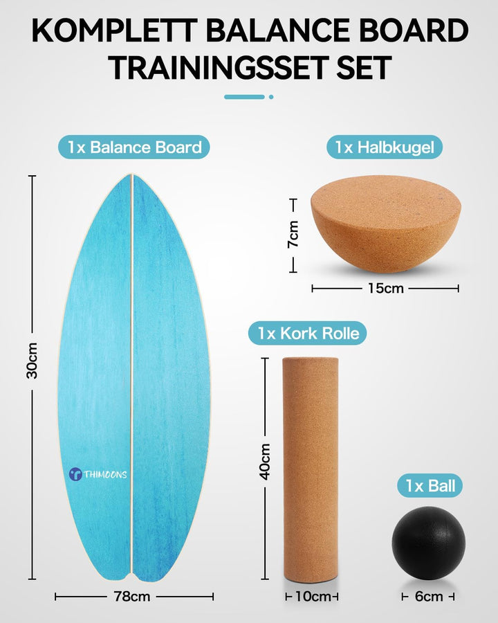 Surf Balance Board Set - Gleichgewichtstraining | Indoorboard Skateboard Indoor Surfboard | inkl.Rol