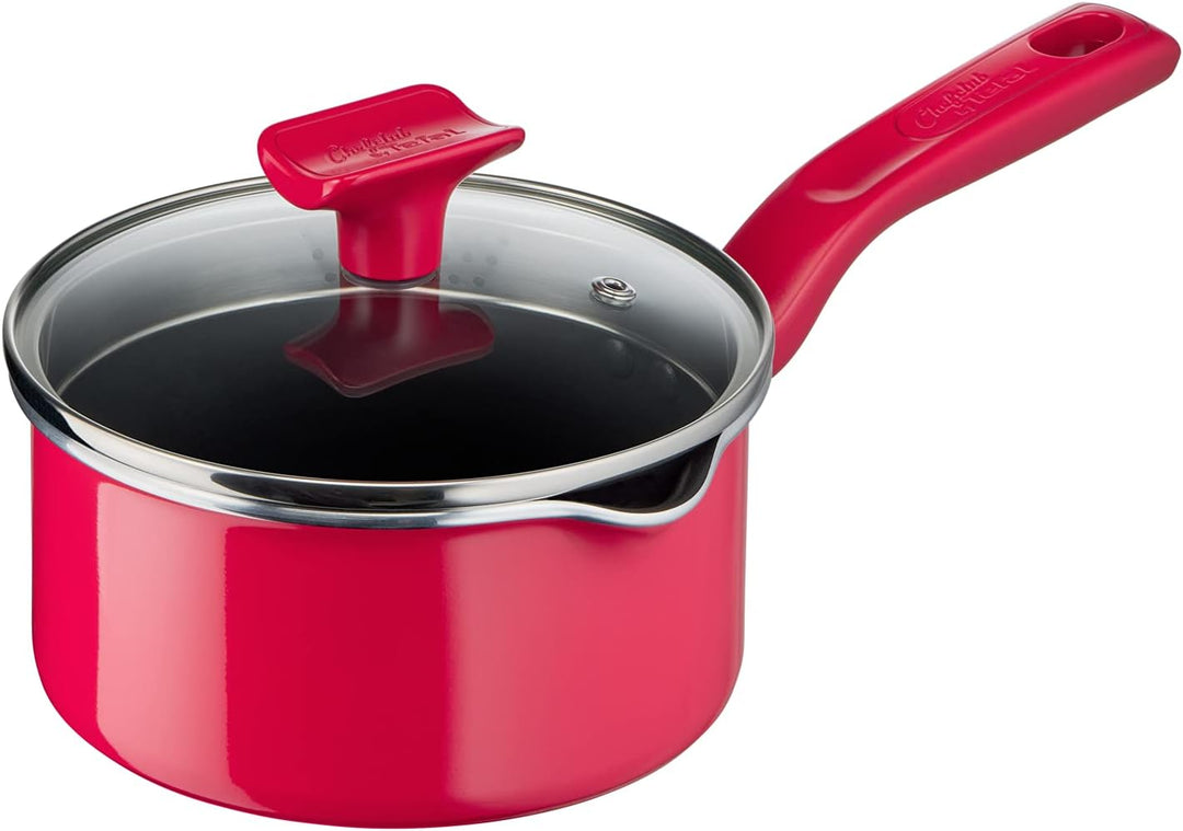 Tefal G80622 Chefclub Stielkasserolle 16 cm + Glasdeckel | Titanium Antihaftversiegelung | Thermo-Si