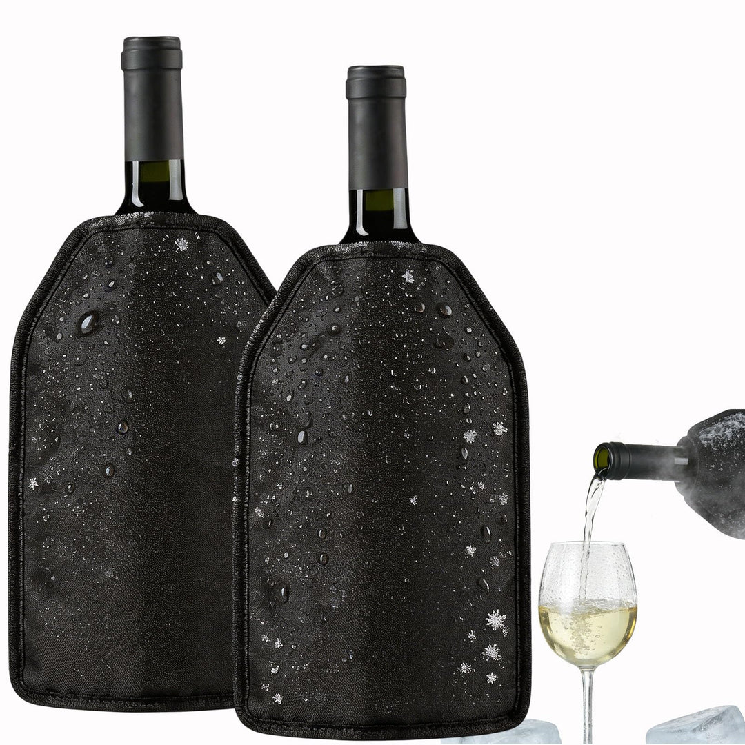 2er Set Weinkühler Manschette mit Gel - Universeller Kühlmanschette für Wein, Sekt, Champagner & Fla