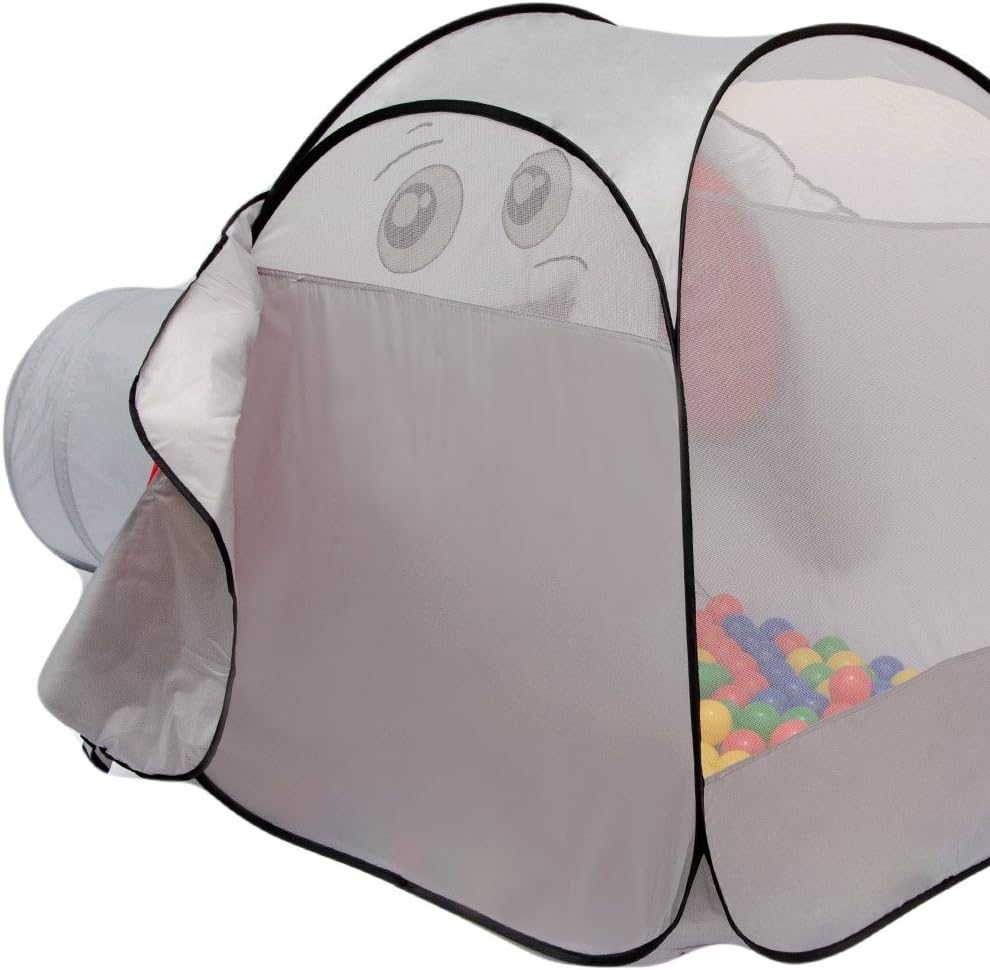LittleTom Bällebad Elefant mit Tunnel - 200 Bälle - 100x100x102 Bällebad Kinder Spielzelt Tunnel - B