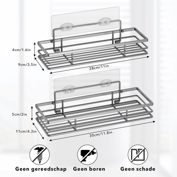 saffruff Duschablage Ohne Bohren 2 Stück Duschregal Duschkorb Badezimmer Organizer Badezimmer Regal