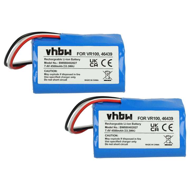 vhbw 2X Akku kompatibel mit Vorwerk Kobold VR100 Home Cleaner Heimroboter (4500mAh, 7,4V, Li-Ion)