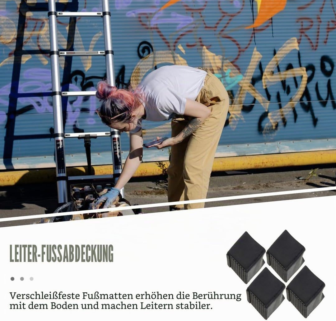 Operitacx Rutschfeste Leiter Fussmatten 4X3.5X2.5Cm Gummi Schutzhülle Für Stehleiter Leitern Füsse S