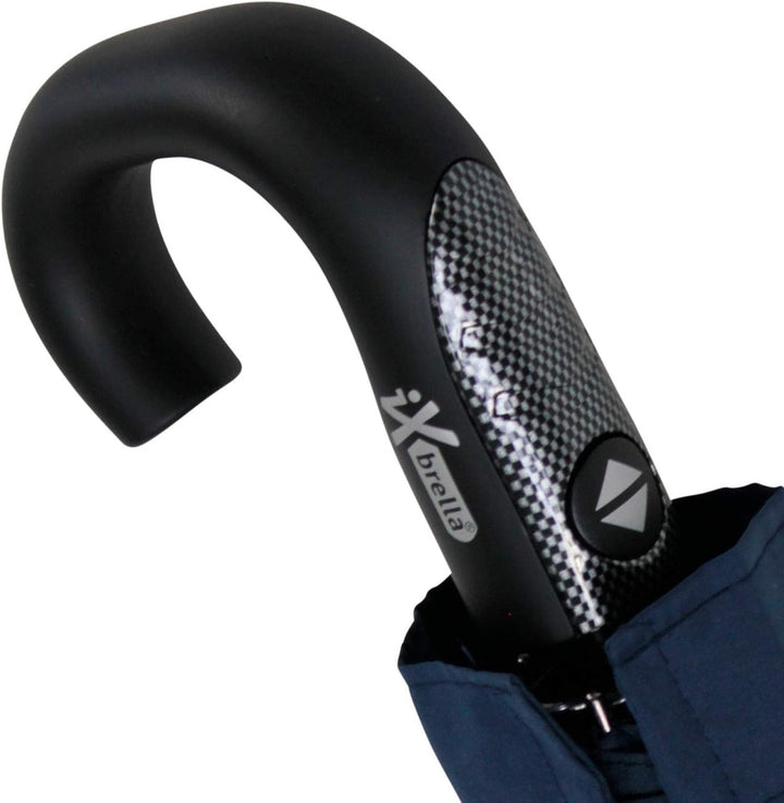 iX-brella Herren Taschenschirm Auf-Zu-Automatik Rundhakengriff Carbonoptik Insignia Blue Carbonoptik