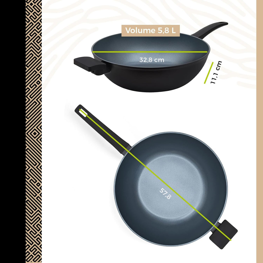 Be Living Wokpfanne – Ø 32 cm – Keramik – Induktion – PFAS-frei Antihaftbeschichtung – Delight-Serie