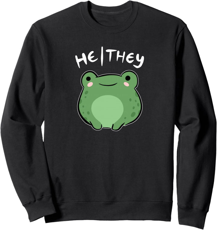 He They Pronouns Frog Cute Nonbinary Queer Aesthetic Sweatshirt