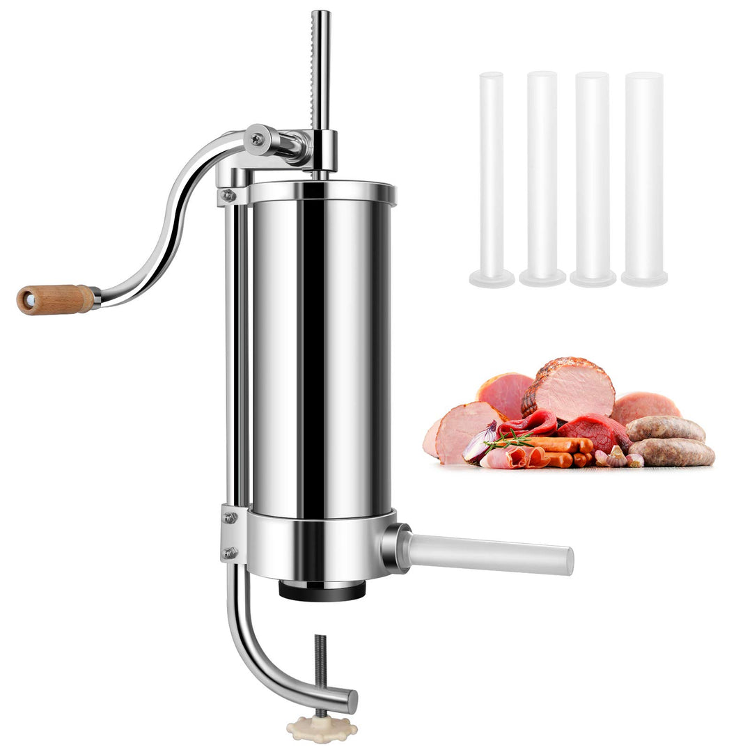 GOPLUS Wurstfüller aus Edelstahl, Wurstfüllmaschine Wurstmaschine Manuell, Wurstpress mit 4 verschie