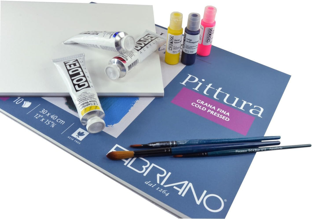 Fabriano 40002535 Acrylmalpapier, Baumwolle, weiss, 25 x 35 x 0.5 cm, 25 x 35 x 0.5 cm