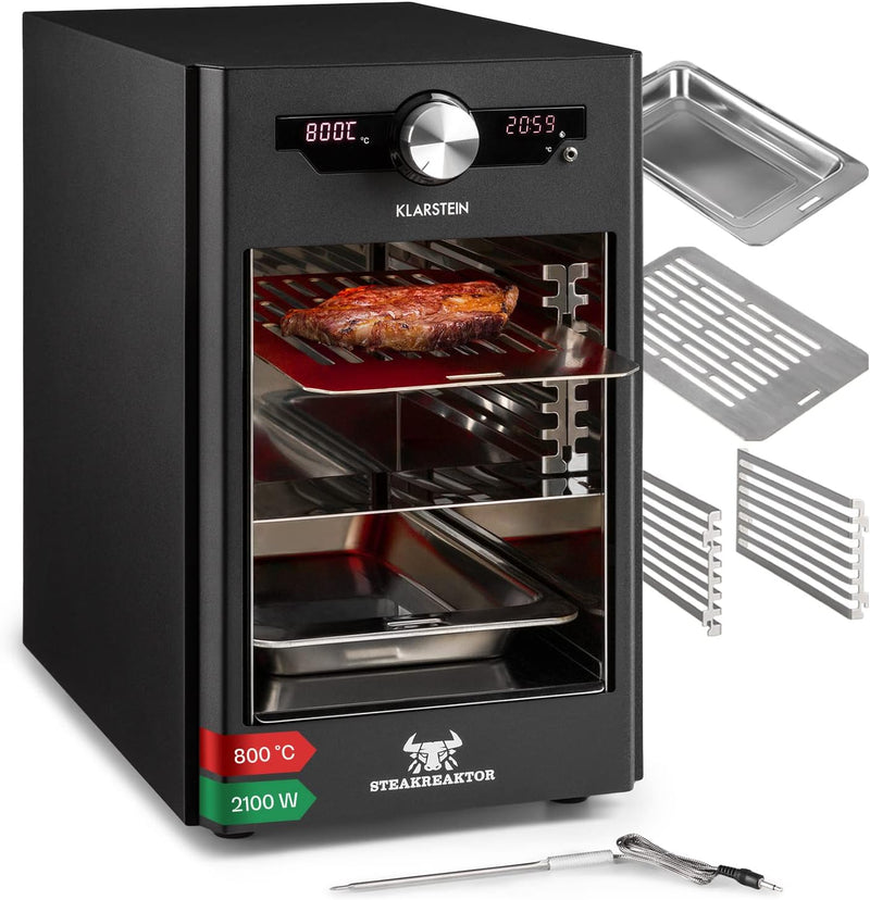 Klarstein Steakreaktor Core - Hochtemperaturgrill, 2100 W, Temperaturbereich: 200-800 °C, Indoor Gri