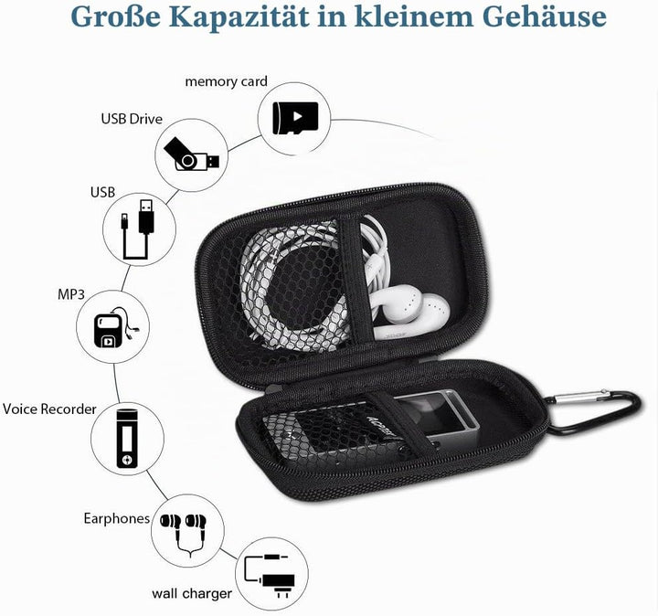 AGPTEK MP3 Player & Schutzhülle Bluetooth 5.3 Sport 64GB mit 1,5 Zoll TFT Farbbildschirm, Mini Musik