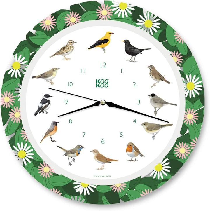 KOOKOO Singvögel Flower Planet, Quarzwerk, Die Singende Vogeluhr, ist eine Uhr mit 12 heimischen Sin