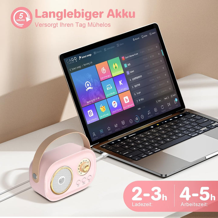 Heetipuk C20 Karaoke Machine for Kids-Pink