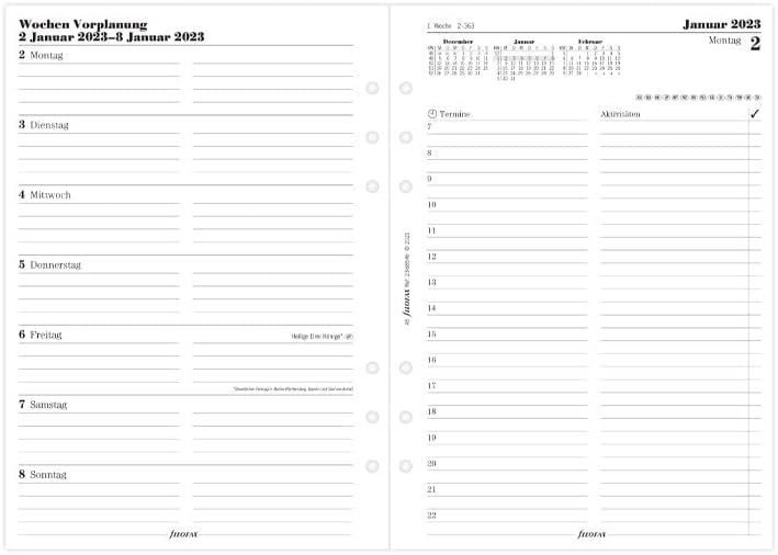 Filofax Metropol Personal Organiser (DIN A5, mit Reissverschluss), schwarz & A5 Multi 1 Tag auf 1 Se