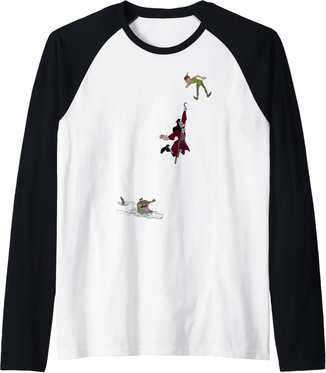 Disney Peter Pan Hook Falling To The Alligator Raglan