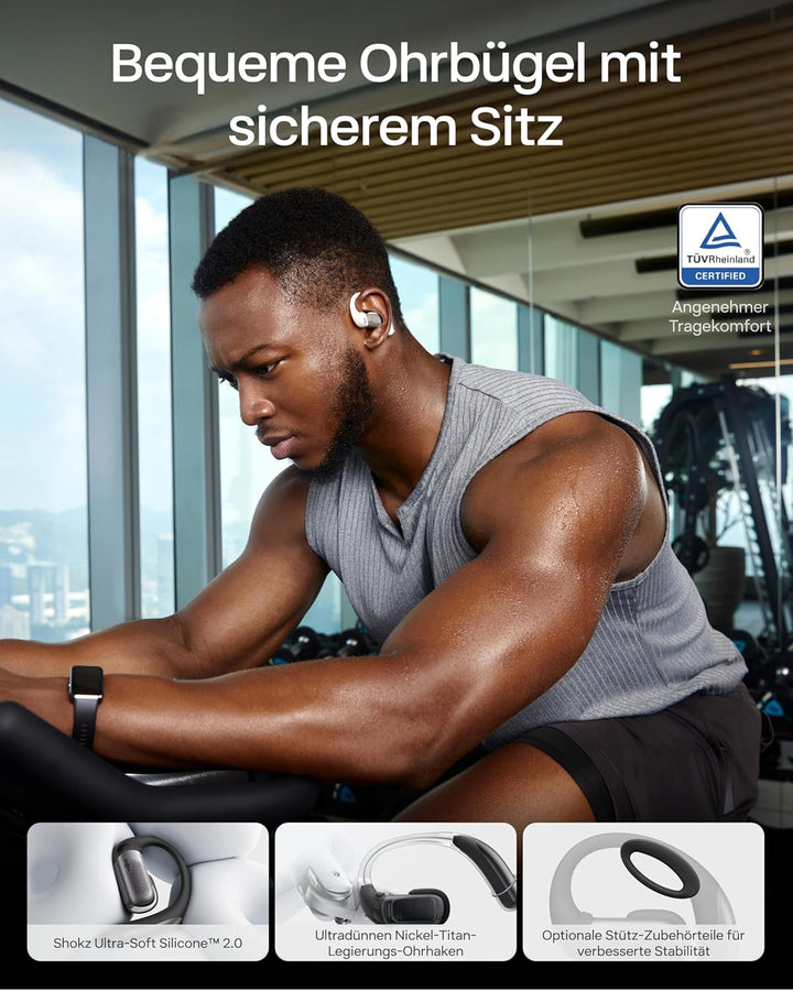 SHOKZ OpenFit Pro Open-Ear-Kopfhörer mit Open-Ear Geräuschreduzierung, Optimised for Dolby Atmos, Ti