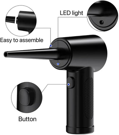 Elektro-Staubsauger mit 3 Geschwindigkeitsstufen und LED-Leuchte, USB-Schnelllade-Staubsauger mit Re