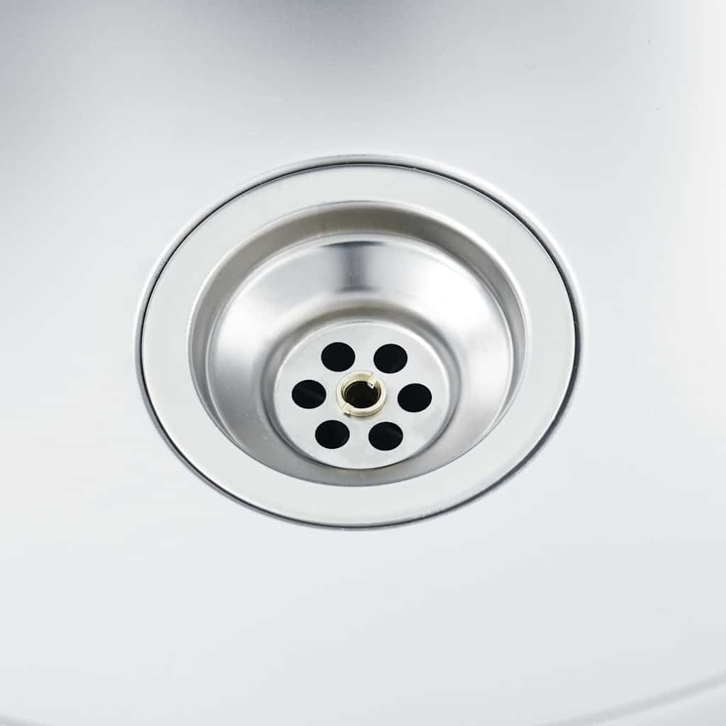 vidaXL Handgemachte Einbauspüle mit Hahnloch Wasserabfluss in X-Form Edelstahlspüle Küchenspüle Spül