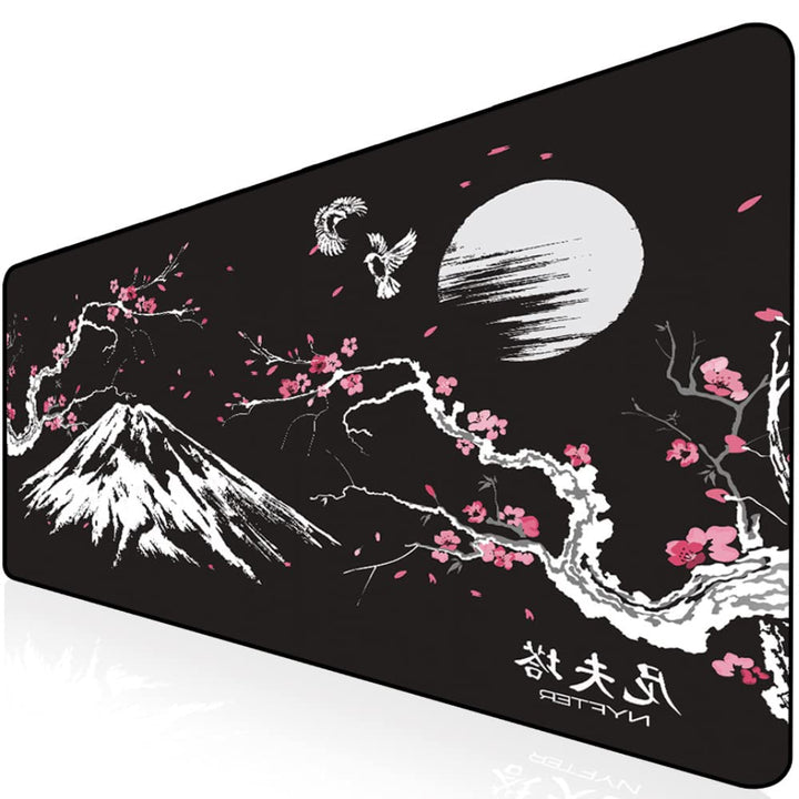 Nyfter - 3XL Gaming Mauspad Sakura Schwarz 1200 x 600mm Premium Fuji Mousepad Size Gross vernähte Ka