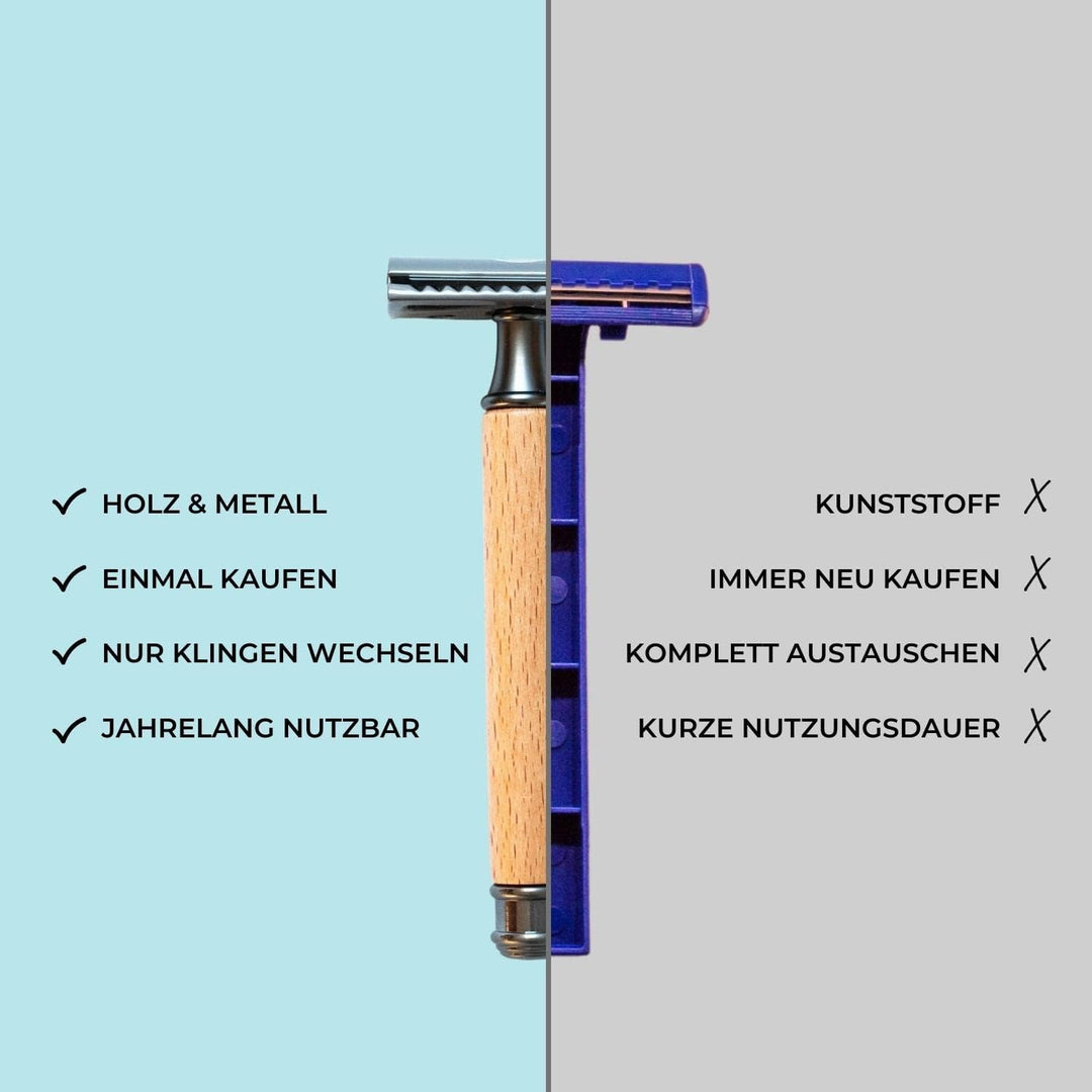 Chinchilla® Rasierhobel Buchenholz Made in Germany | nachhaltiger Nassrasierer für Damen &amp; Herren |