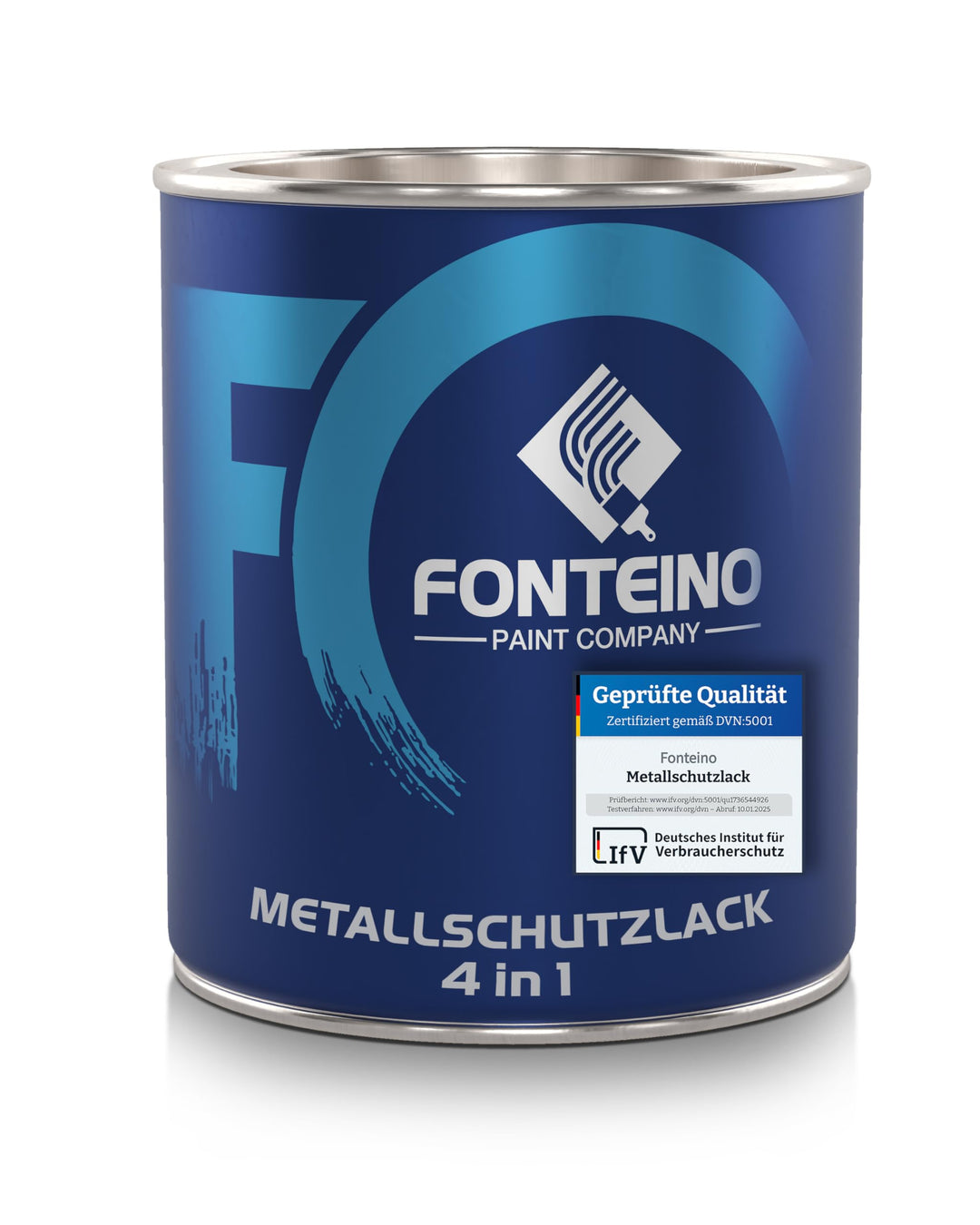 Fonteino Metalllack - Schwarz - gebrauchsfertige Metallschutzfarbe Metallfarbe Buntlack für Metal, E