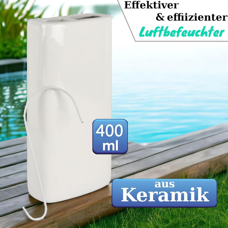Luftbefeuchter für Heizung Set inkl. Haken - Keramik Wasserverdunster - beige matt - Wasserverdunste