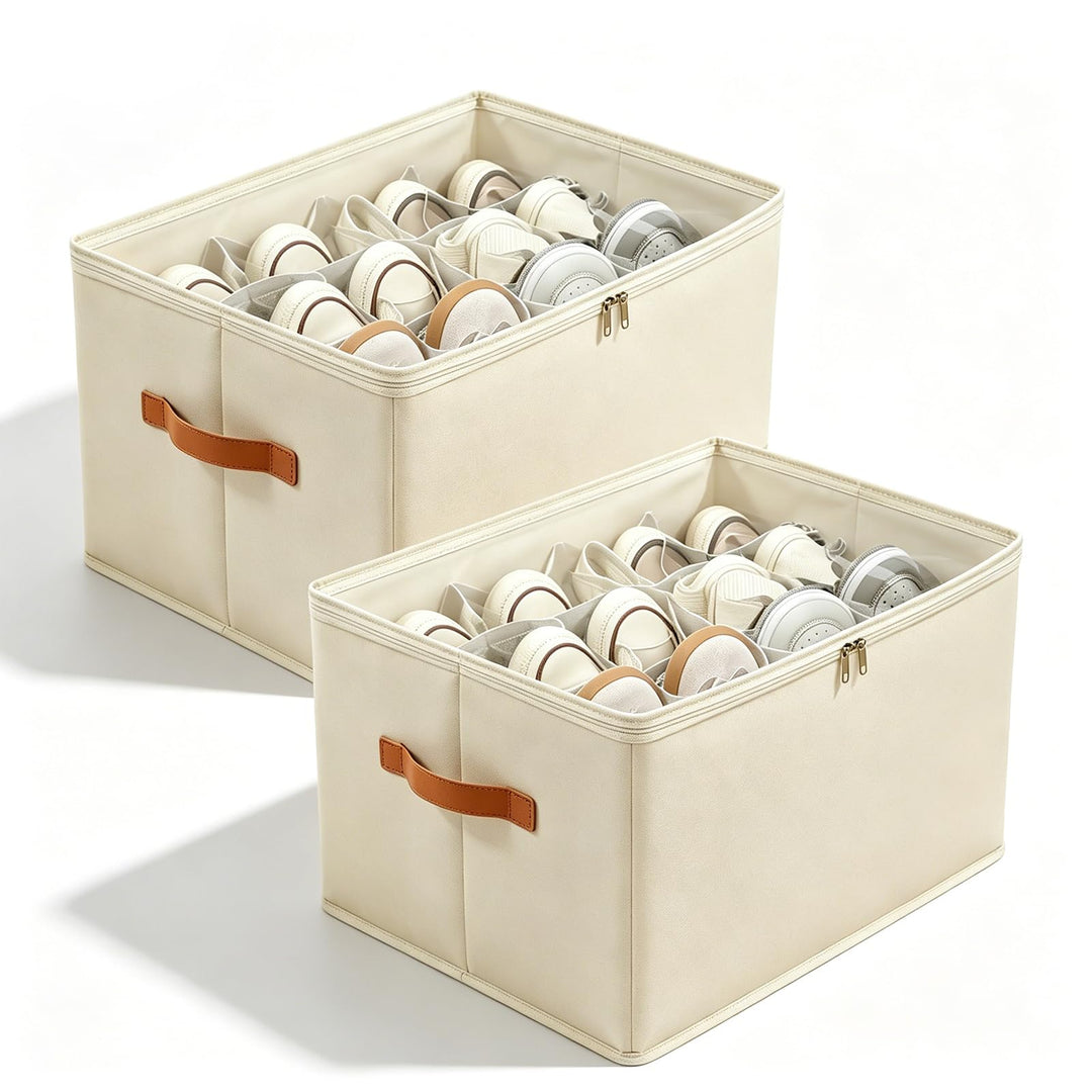 Schuhorganizer Für Closet 2er Set, Schuhorganizer Für 12-24 Paar, Schuhboxen Stapelbar, Faltbare Sch