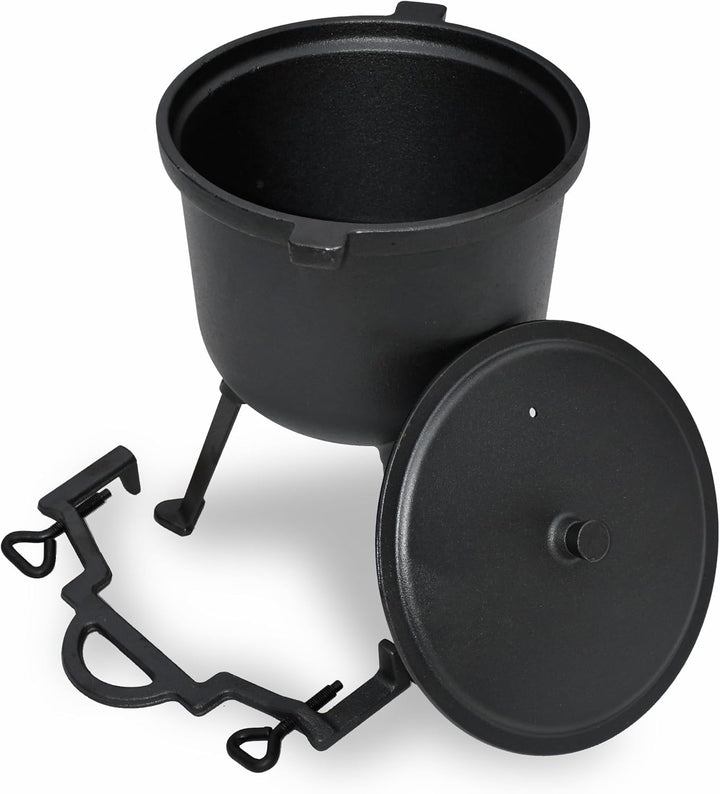 Gusseiserner Kochtopf, Jagd-Topf, Bräter für Lagerfeuer und Grill 8L 10L (10L), 10L