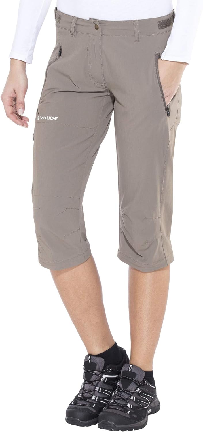 VAUDE Damen Wanderhose Trekkinghodeose Farley Stretch Capri T-Zip II braun Coconut 38, Coconut 38