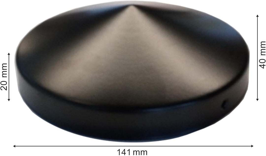 6x Pfostenkappe rund Ø 141 mm – Stahl schwarz pulverbeschichtet – Abdeckung für Holzpfosten 140 mm –