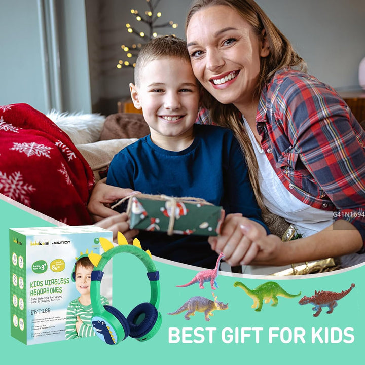 Bluetooth Kopfhörer Kinder, Dinosaurier Kinder Kopfhörer mit Kabel, Mikrofon, 85dB Lautstärkebegrenz
