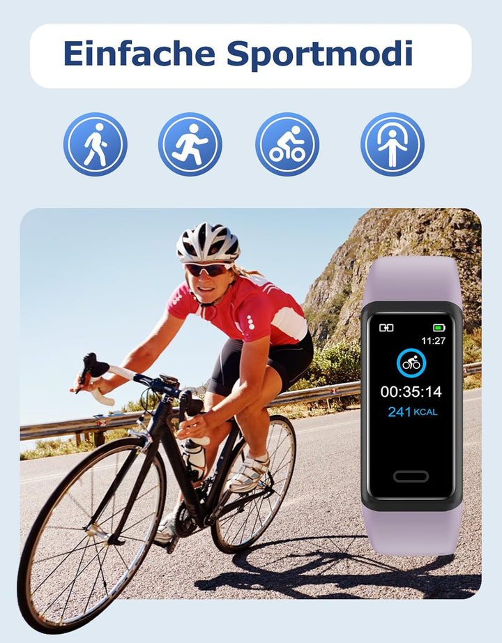 Cloudpoem Fitness Tracker,Fitnessuhr für Damen Herren mit Pulsuhr,Schrittzähler,Kalorienzähler,Schla