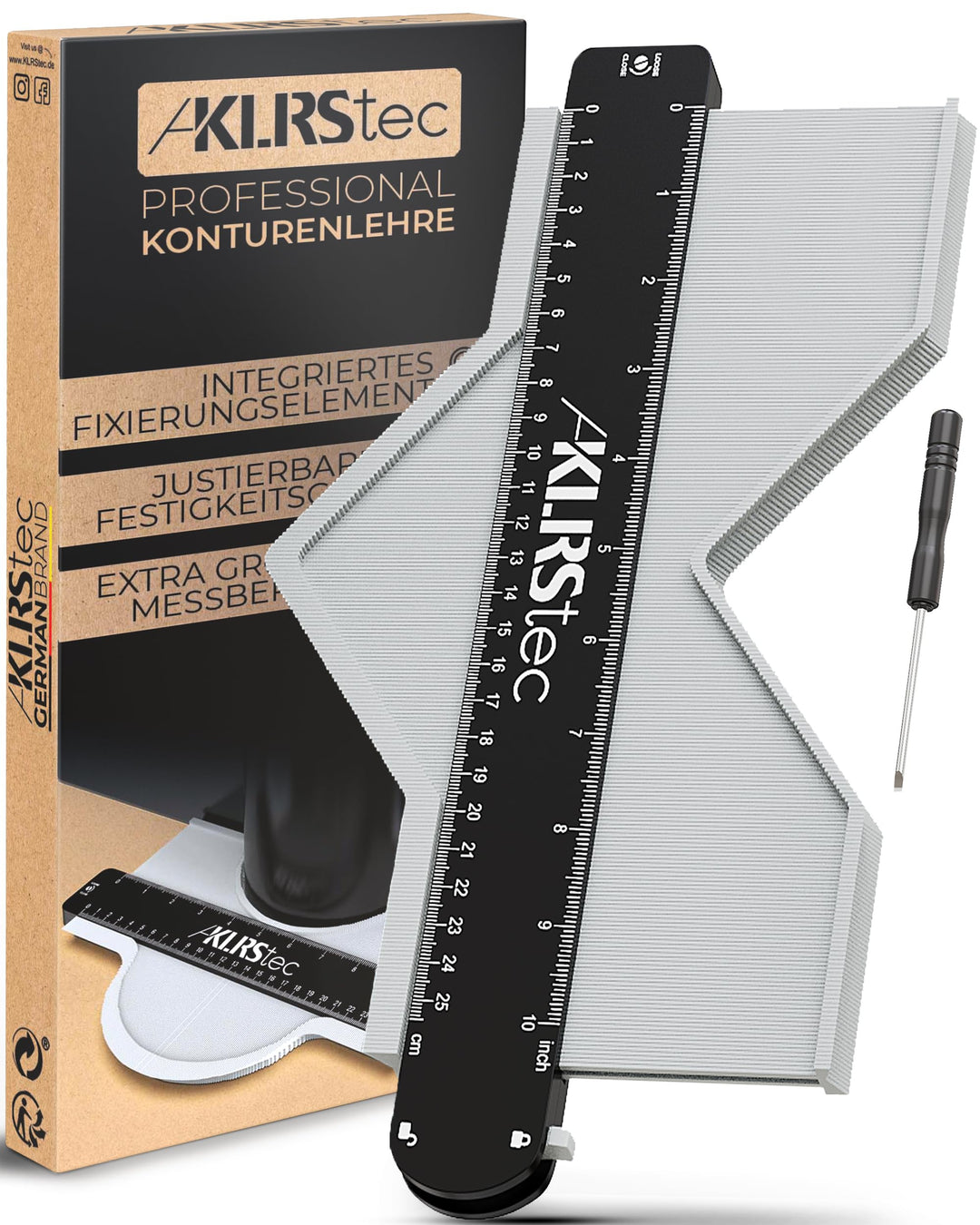 KLRStec® Professional Konturenlehre - Hochwertige Nadelschablone mit Feststeller zum übertragen von