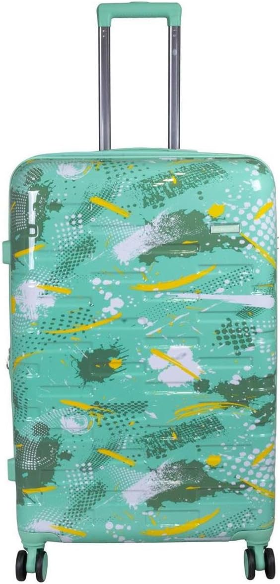 Hartschalen Koffer Trolley Cespara mit Dehnfalte mit modernem Motiv Print - Farbe Grün - Gr. XL
