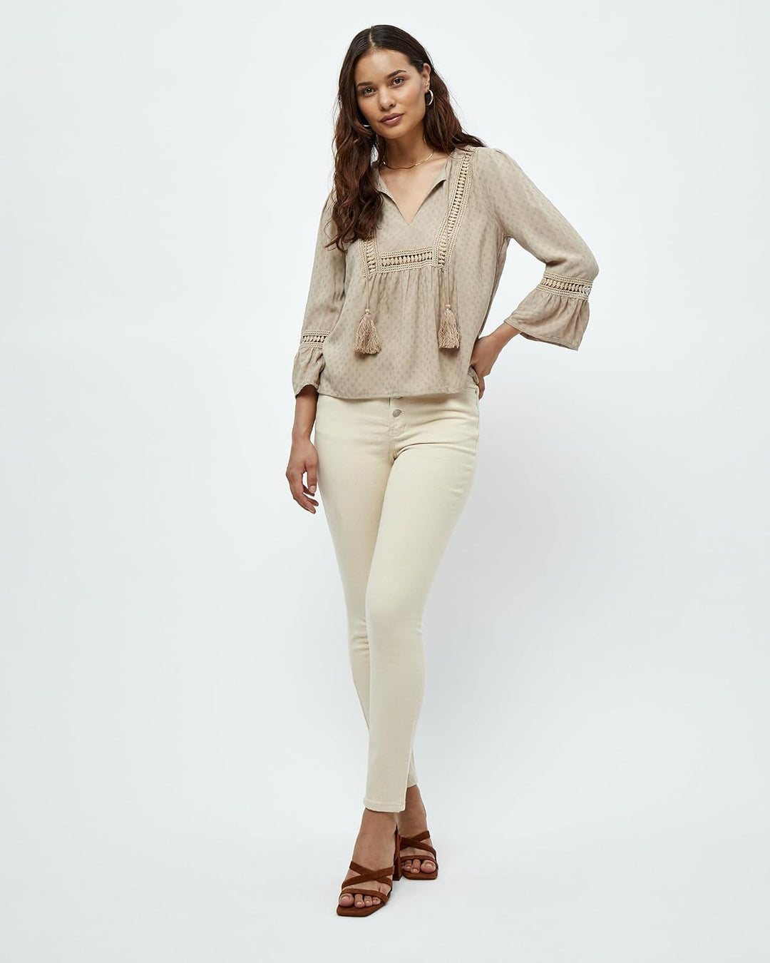 Desires Damen Bluse mit 3/4-Ärmeln S 0021 Cobblestone, S 0021 Cobblestone