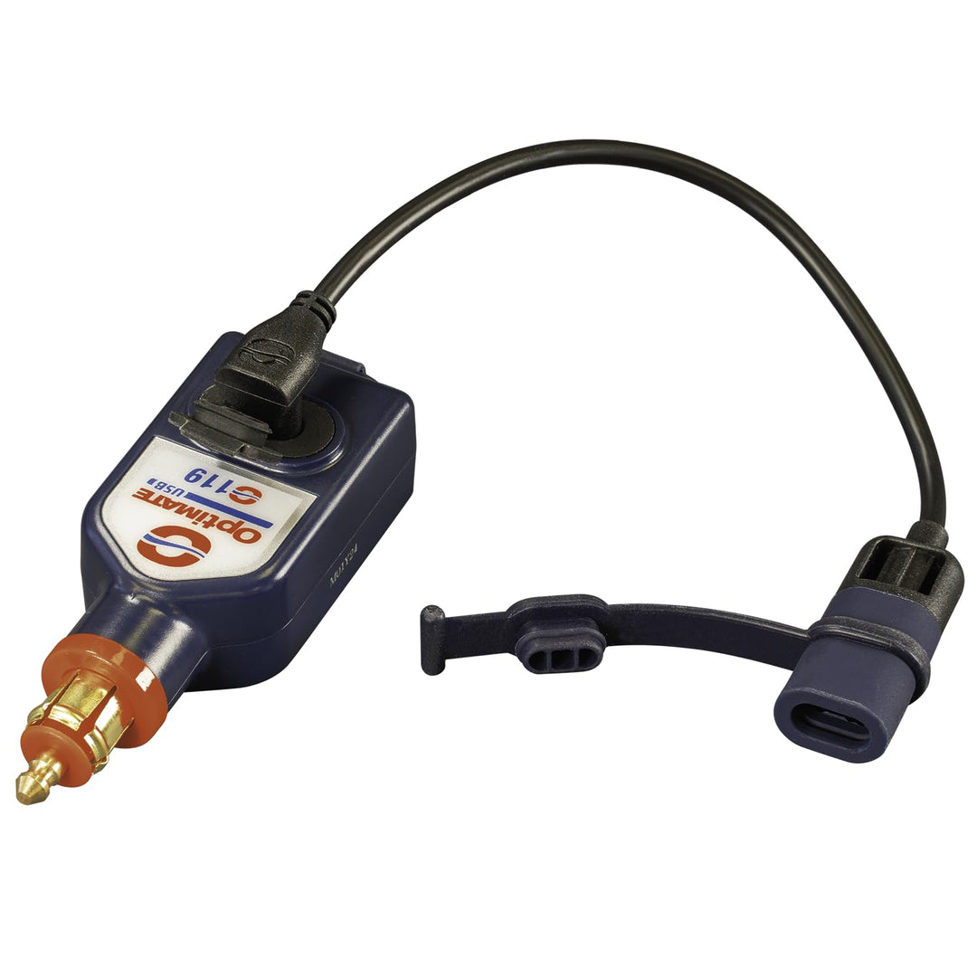 OptiMate USB O119-3300mA wetterfestes USB A- und C-Ladegerät mit doppeltem Ausgang, mit BIKE-Stecker