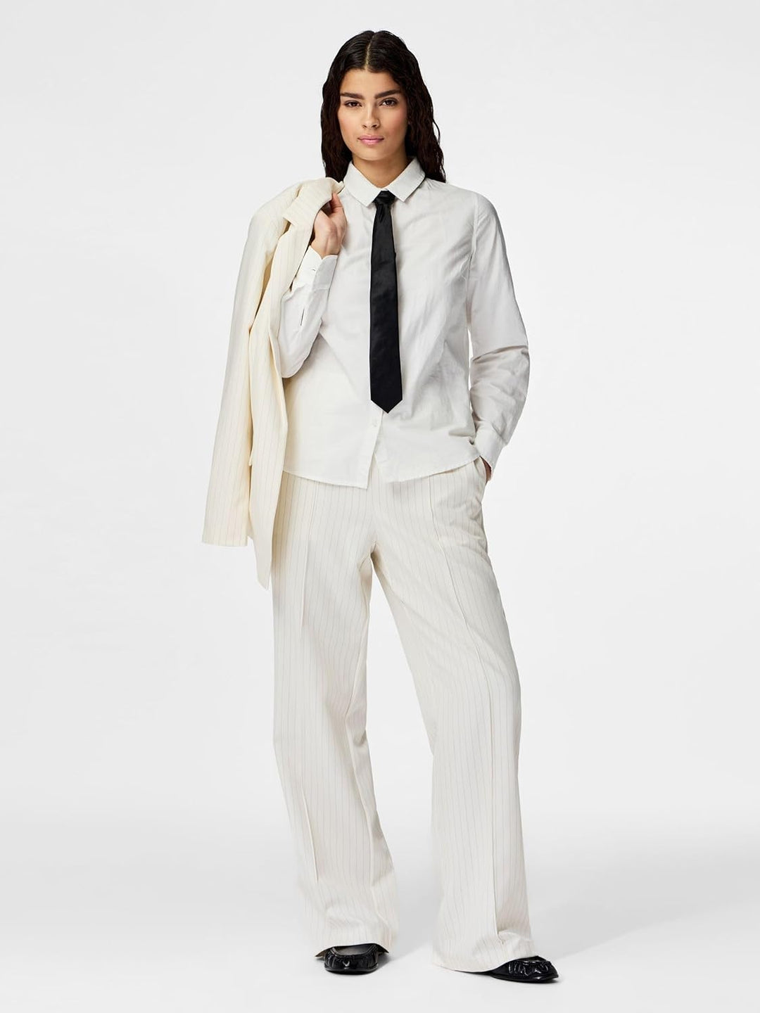 PIECES Female Hose mit weitem Bein PCBOZZY Gestreift S Birch, S Birch