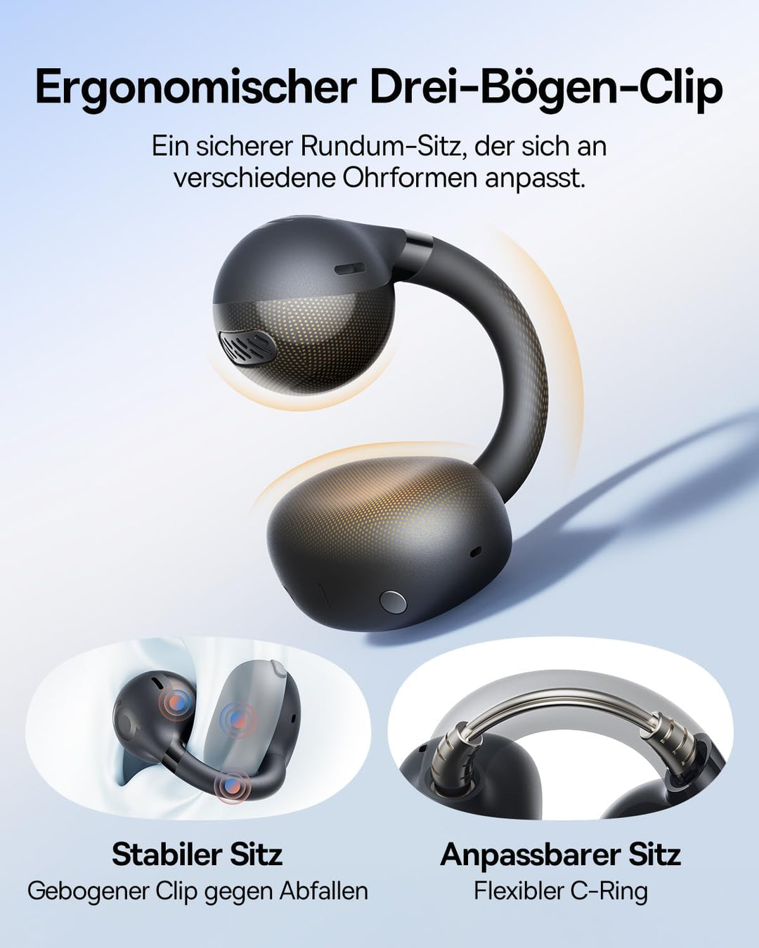 Baseus BC1 Open Ear Kopfhörer, Ohrclip mit Beeindruckender Klang, Adaptiver Bassverstärkung, Bluetoo