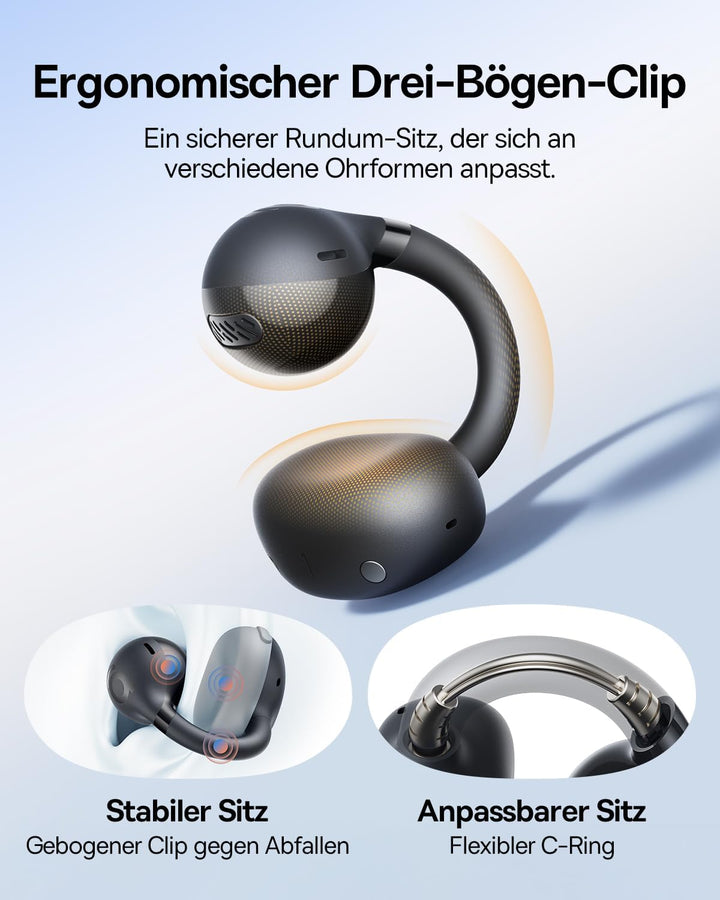 Baseus BC1 Open Ear Kopfhörer, Ohrclip mit Beeindruckender Klang, Adaptiver Bassverstärkung, Bluetoo