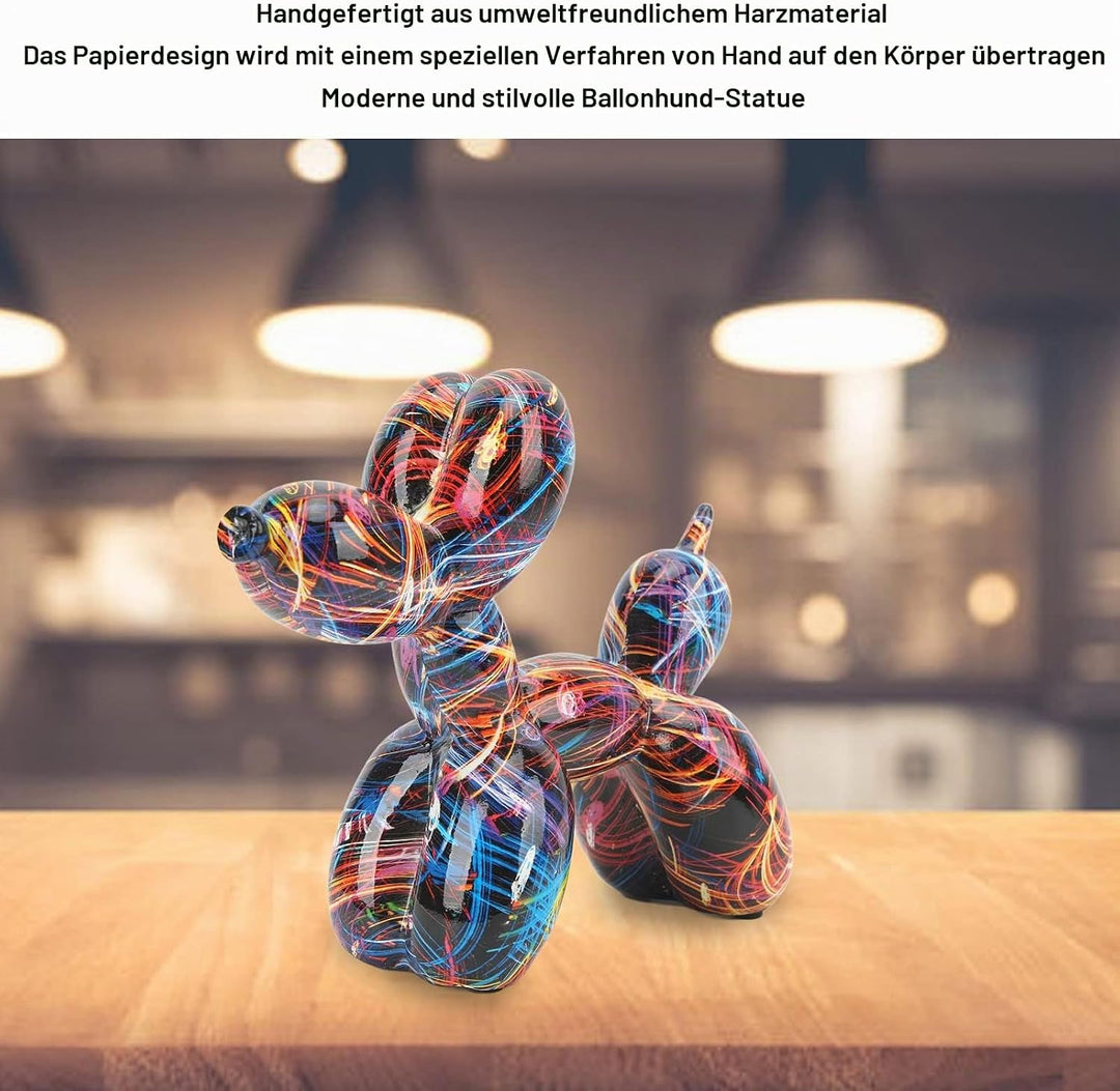 Teror Ballon-Hund-Skulptur, Ballon-Hund-Skulptur, handgefertigt, im nordischen Stil, Bunte Harz-Ball