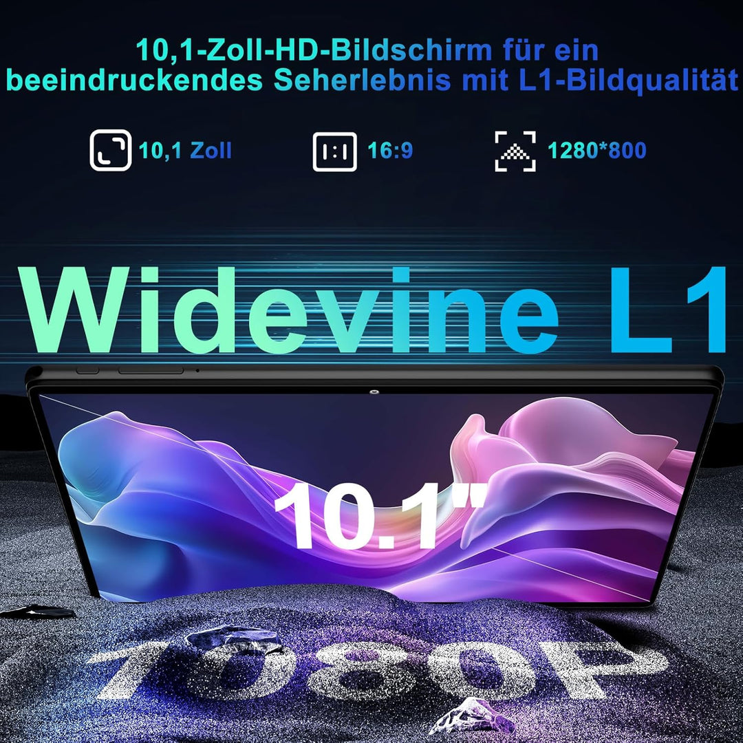 Tablet Android 15 mit 64GB RAM+2TB TF,10,1-Zoll-Bildschirm,Octa-Core,Gemin AI,WiFi 6, Bluetooth 5.0,