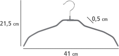 WENKO 20er Set Kleiderbügel für Hemden und Blusen, Anti-Rutsch-Fest, Dünn, Platzsparend, Grau