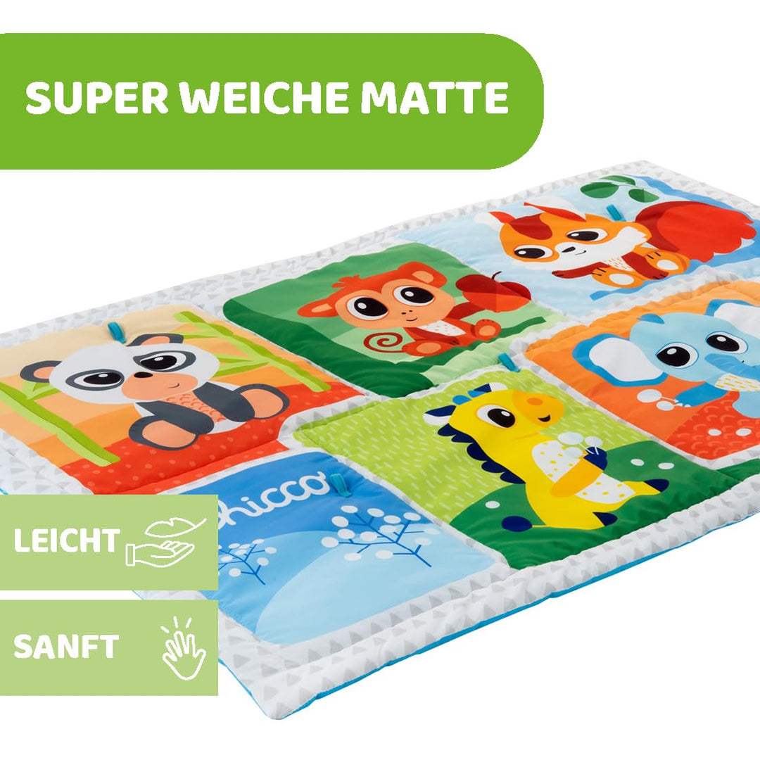 Chicco XXL Zauberwald Spielteppich, weicher bunter Teppich mit Waldtieren, für Babys erste Bewegunge
