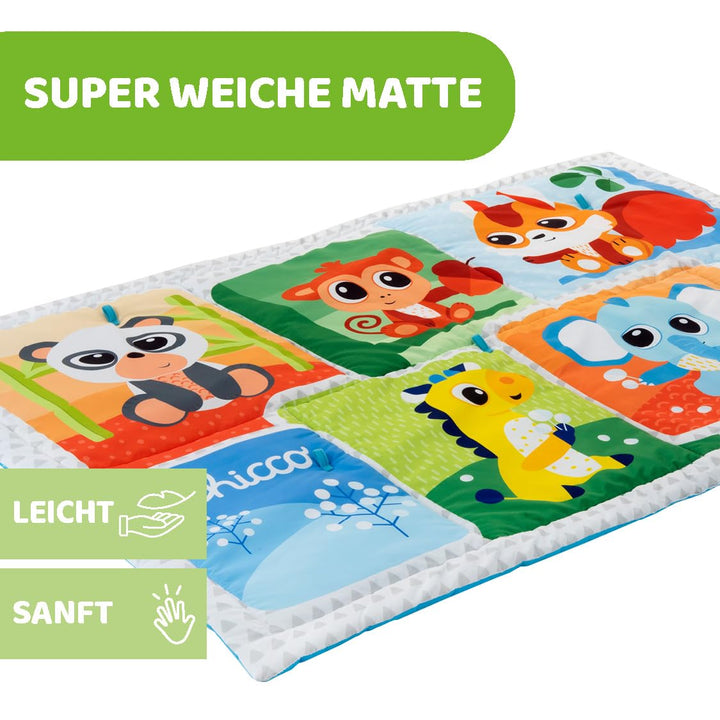 Chicco XXL Zauberwald Spielteppich, weicher bunter Teppich mit Waldtieren, für Babys erste Bewegunge