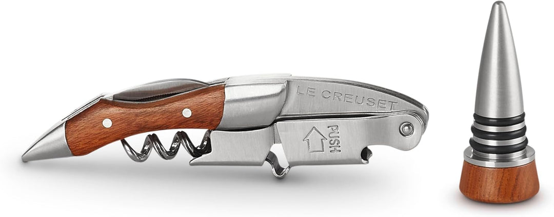 Le Creuset Kellnerkorkenzieher und Verschluss - Geschenkset, GS 190, Kunststoff, Holz, 5981401220956